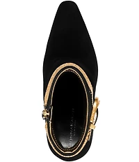 Donna Karan Sylvia Suede Mesh Chain Hardware Stiletto Booties