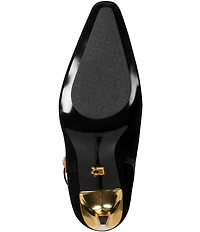 Donna Karan Sylvia Suede Mesh Chain Hardware Stiletto Booties