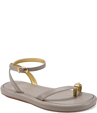 Donna Karan Tabitha Ankle Wrap Toe Loop Hardware Detail Sandals