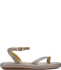 Donna Karan Tabitha Ankle Wrap Toe Loop Hardware Detail Sandals
