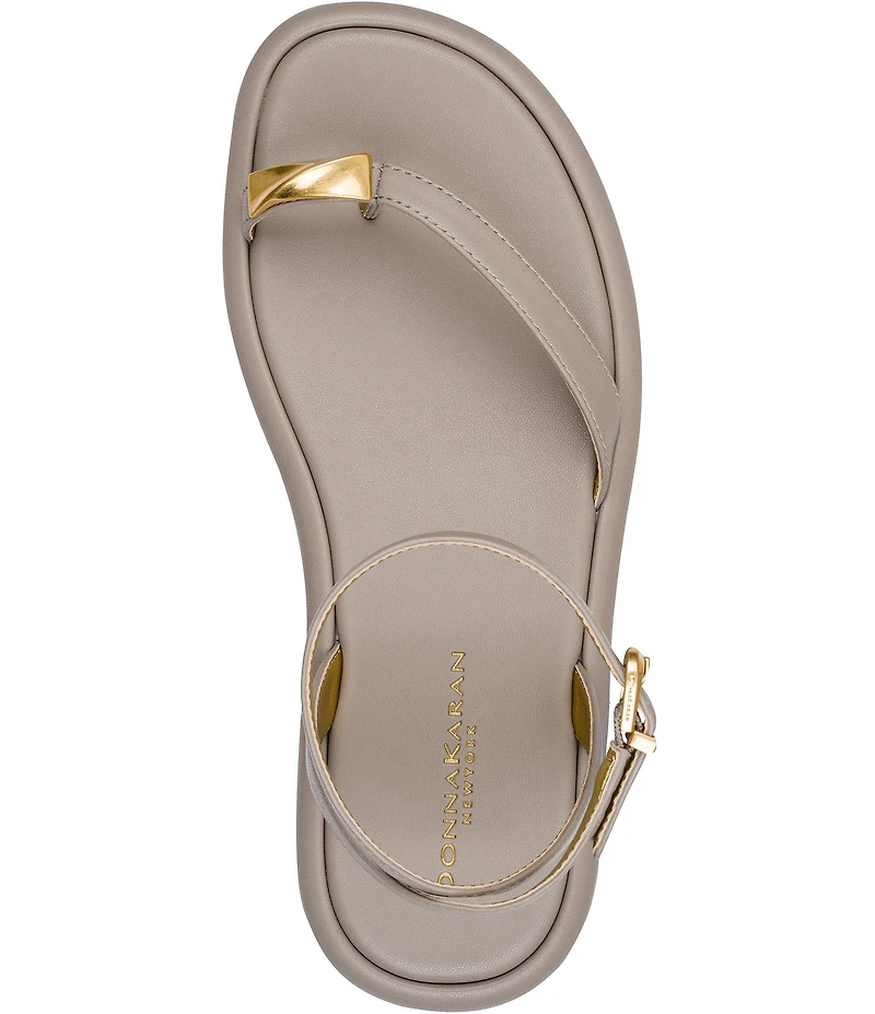 Donna Karan Tabitha Ankle Wrap Toe Loop Hardware Detail Sandals