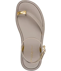 Donna Karan Tabitha Ankle Wrap Toe Loop Hardware Detail Sandals