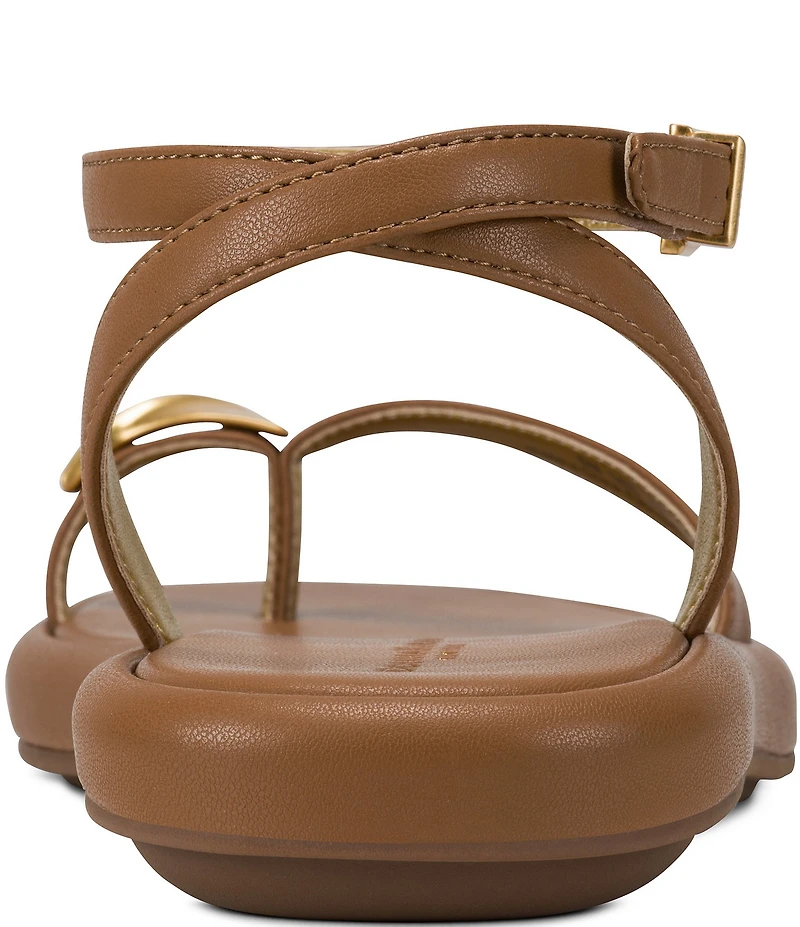 Donna Karan Tabitha Ankle Wrap Toe Loop Hardware Detail Sandals