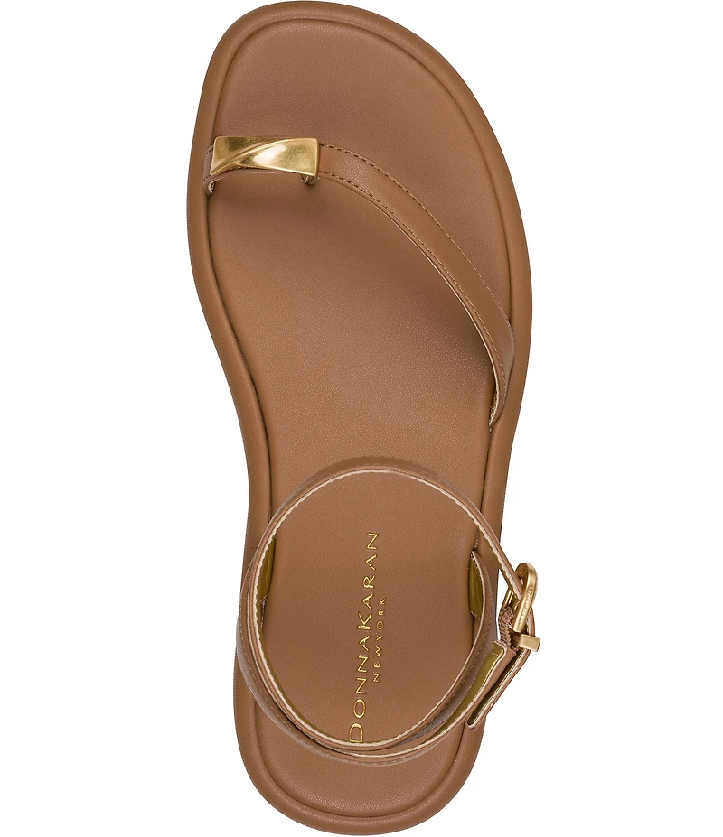 Donna Karan Tabitha Ankle Wrap Toe Loop Hardware Detail Sandals