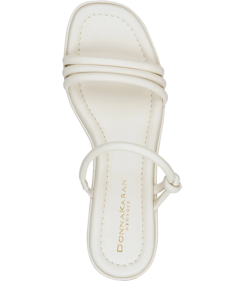 Donna Karan Tafeta Banded Sculpted Metal Block Heel Slide Sandals