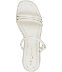 Donna Karan Tafeta Banded Sculpted Metal Block Heel Slide Sandals