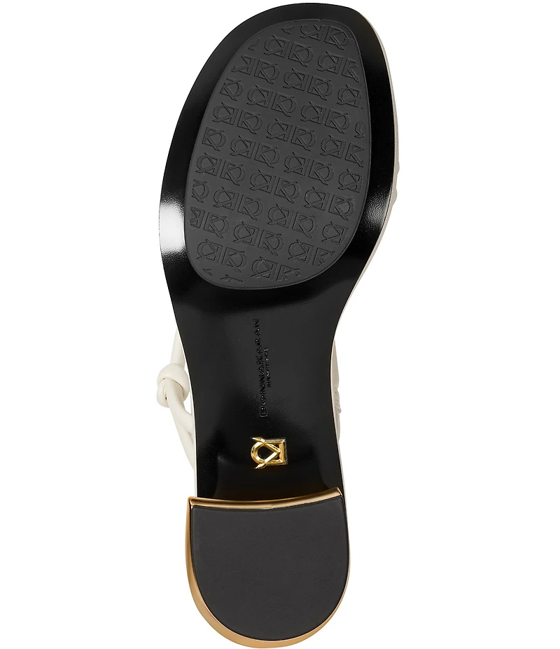 Donna Karan Tafeta Banded Sculpted Metal Block Heel Slide Sandals