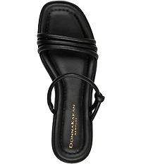 Donna Karan Tafeta Banded Sculpted Metal Block Heel Slide Sandals