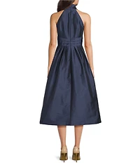 Donna Karan Taffeta Halter Neck Sleeveless A-Line Midi Gown