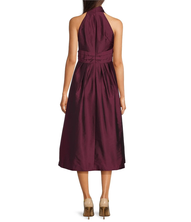Donna Karan Taffeta Halter Neck Sleeveless A-Line Midi Gown