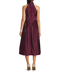 Donna Karan Taffeta Halter Neck Sleeveless A-Line Midi Gown