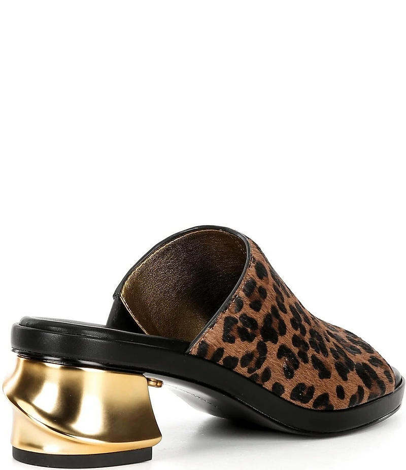 Donna Karan Tinley Leopard Print Metallic Heel Slide Sandals