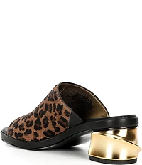 Donna Karan Tinley Leopard Print Metallic Heel Slide Sandals