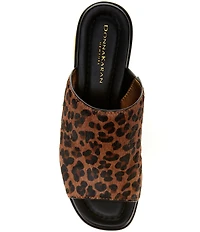 Donna Karan Tinley Leopard Print Metallic Heel Slide Sandals