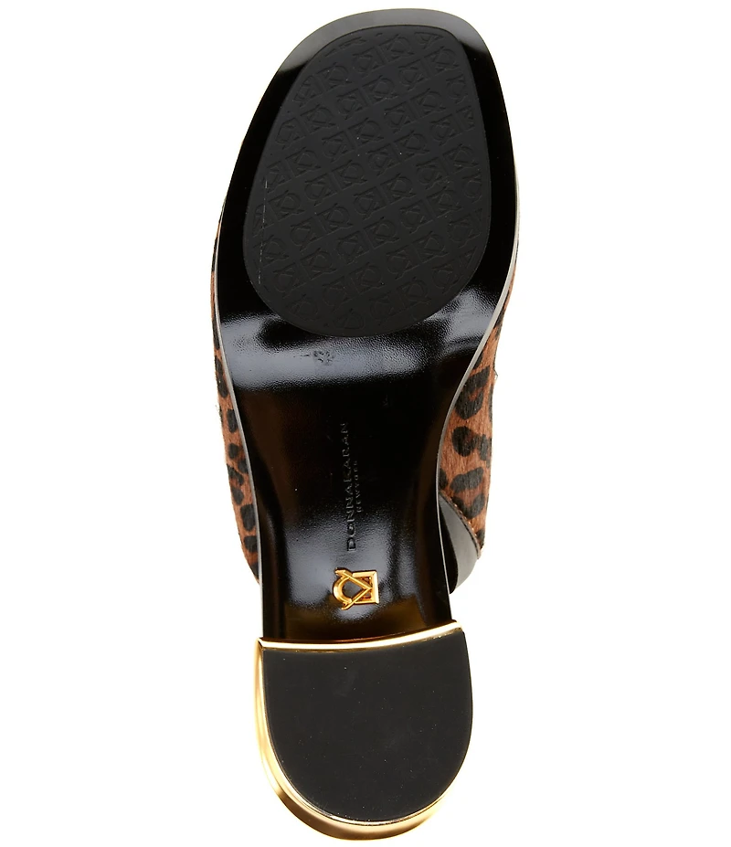 Donna Karan Tinley Leopard Print Metallic Heel Slide Sandals