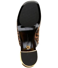 Donna Karan Tinley Leopard Print Metallic Heel Slide Sandals