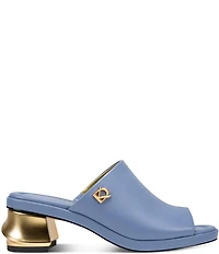 Donna Karan Tinley Metallic Sculpted Block Heel Slide Sandals