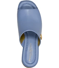 Donna Karan Tinley Metallic Sculpted Block Heel Slide Sandals