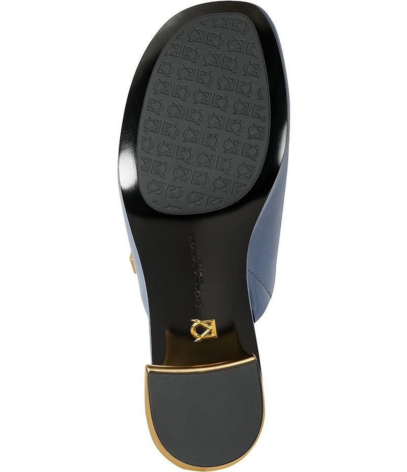 Donna Karan Tinley Metallic Sculpted Block Heel Slide Sandals