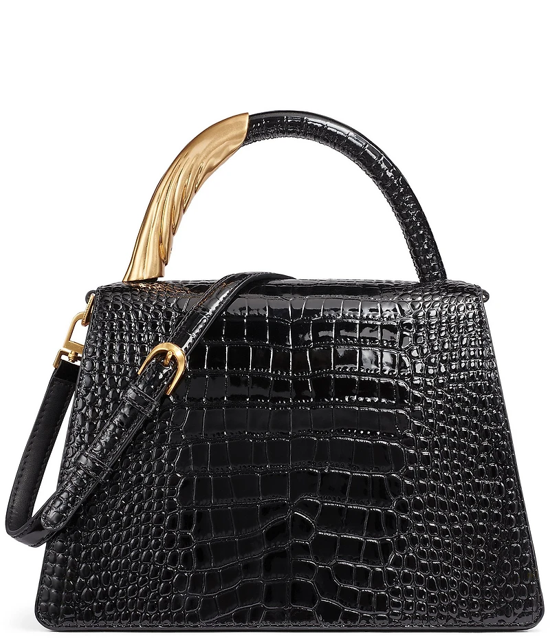 Donna Karan Tulle Patent Croco Satchel Bag