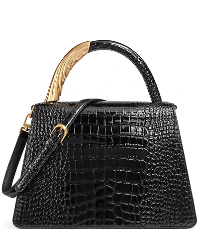 Donna Karan Tulle Patent Croco Satchel Bag