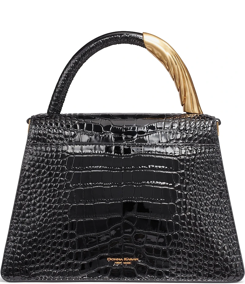 Donna Karan Tulle Patent Croco Satchel Bag