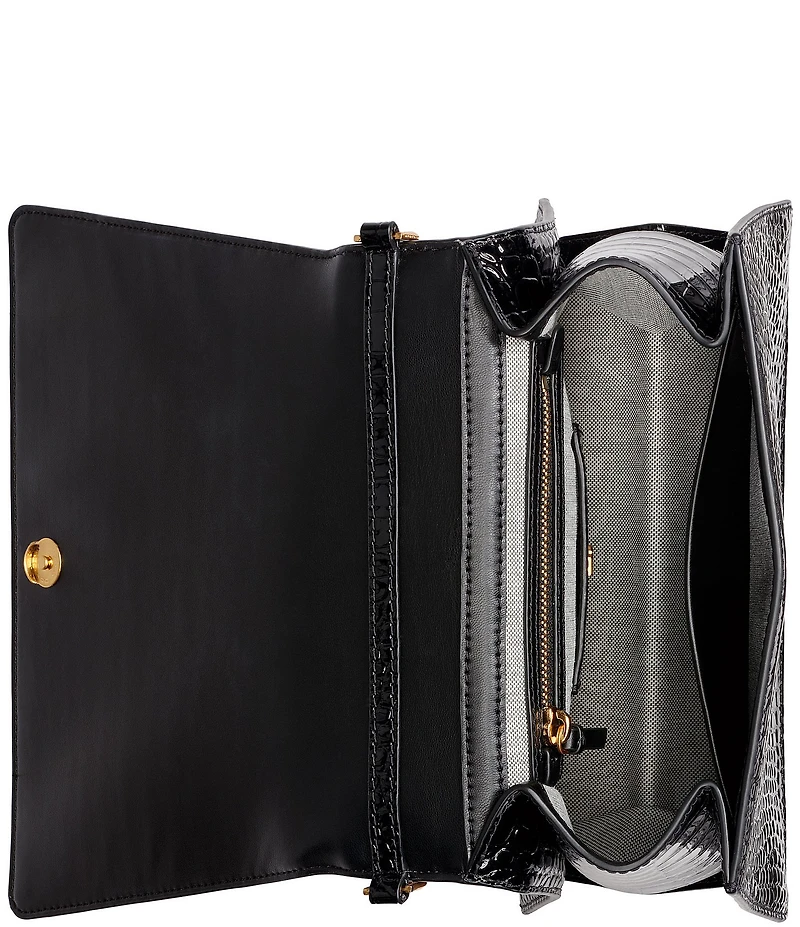 Donna Karan Tulle Patent Croco Satchel Bag