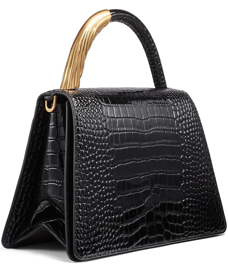 Donna Karan Tulle Patent Croco Satchel Bag
