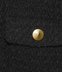 Donna Karan Tweed Notch Collar Long Sleeve Open Front Jacket
