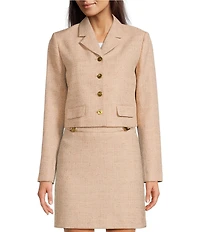 Donna Karan Tweed Notch Lapel Collar Button Front Jacket
