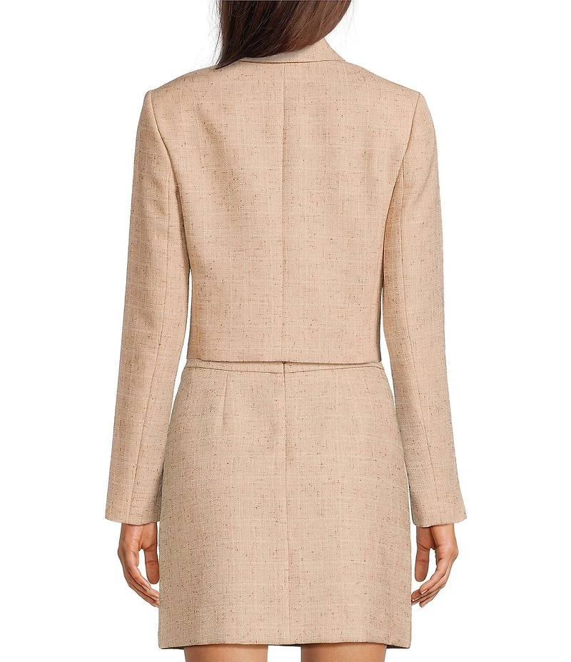 Donna Karan Tweed Notch Lapel Collar Button Front Jacket