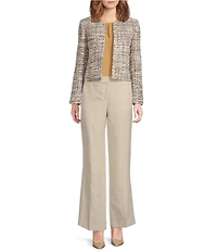 Donna Karan Tweed Round Neck Open Front Jacket