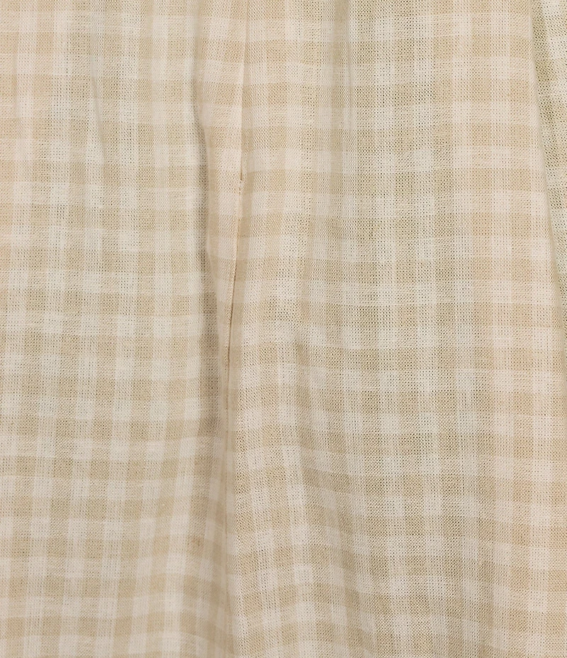 Donna Karan V-Neck Belted Gingham A-Line Midi Dress