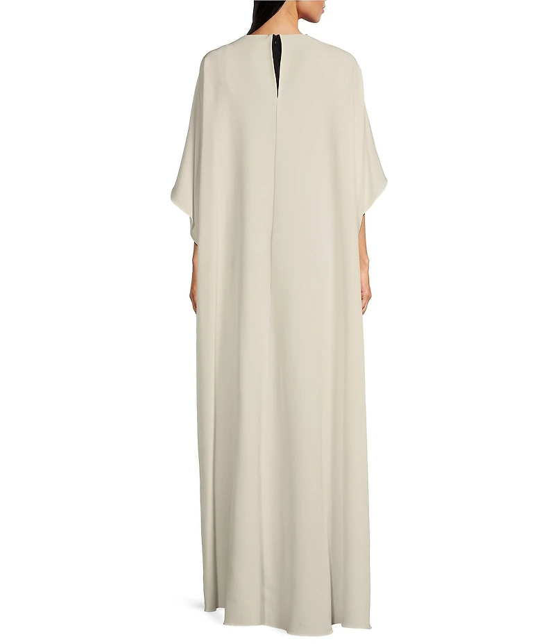 Donna Karan V-Neck Flutter Sleeve Caped Sheath Dress