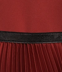 Donna Karan V-Neck Sleeveless Belted Fit and Flare Pleated Dress