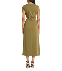 Donna Karan V-Neck Tie Waist Knit Dress