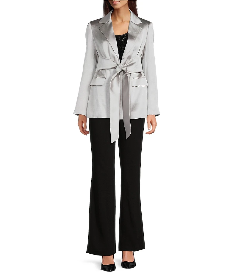Donna Karan Vapor Charmeuse Notch Lapel Tie Waist Jacket