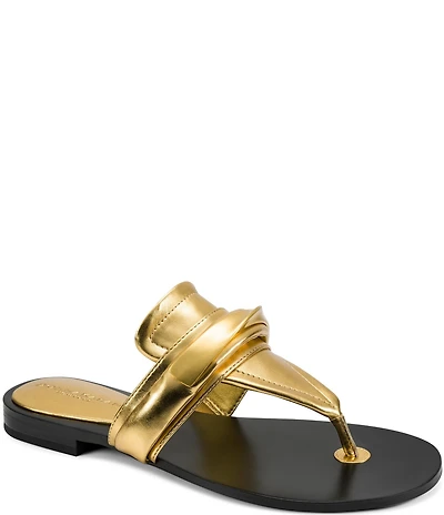 Donna Karan Velvet Metallic Thong Sandals