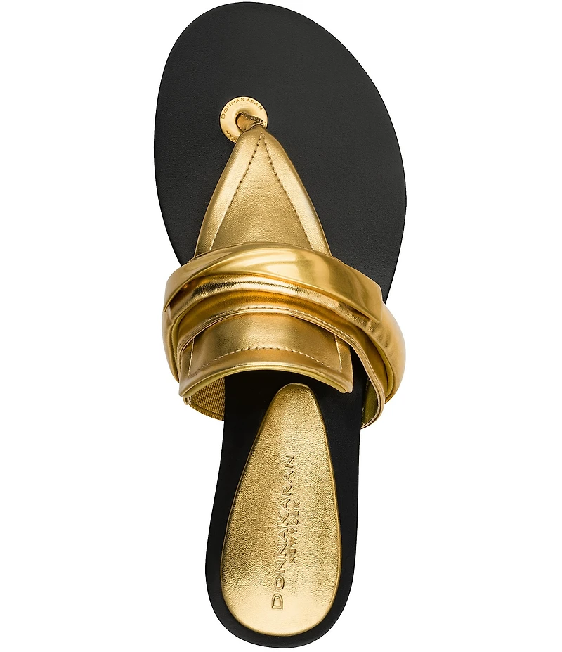 Donna Karan Velvet Metallic Thong Sandals