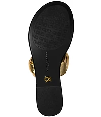 Donna Karan Velvet Metallic Thong Sandals