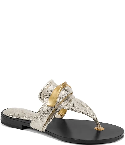 Donna Karan Velvet Metallic Thong Sandals