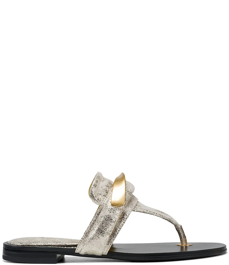 Donna Karan Velvet Metallic Thong Sandals
