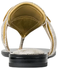 Donna Karan Velvet Metallic Thong Sandals