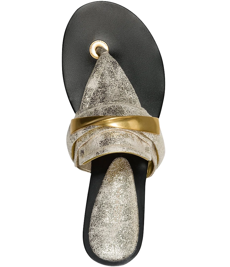 Donna Karan Velvet Metallic Thong Sandals