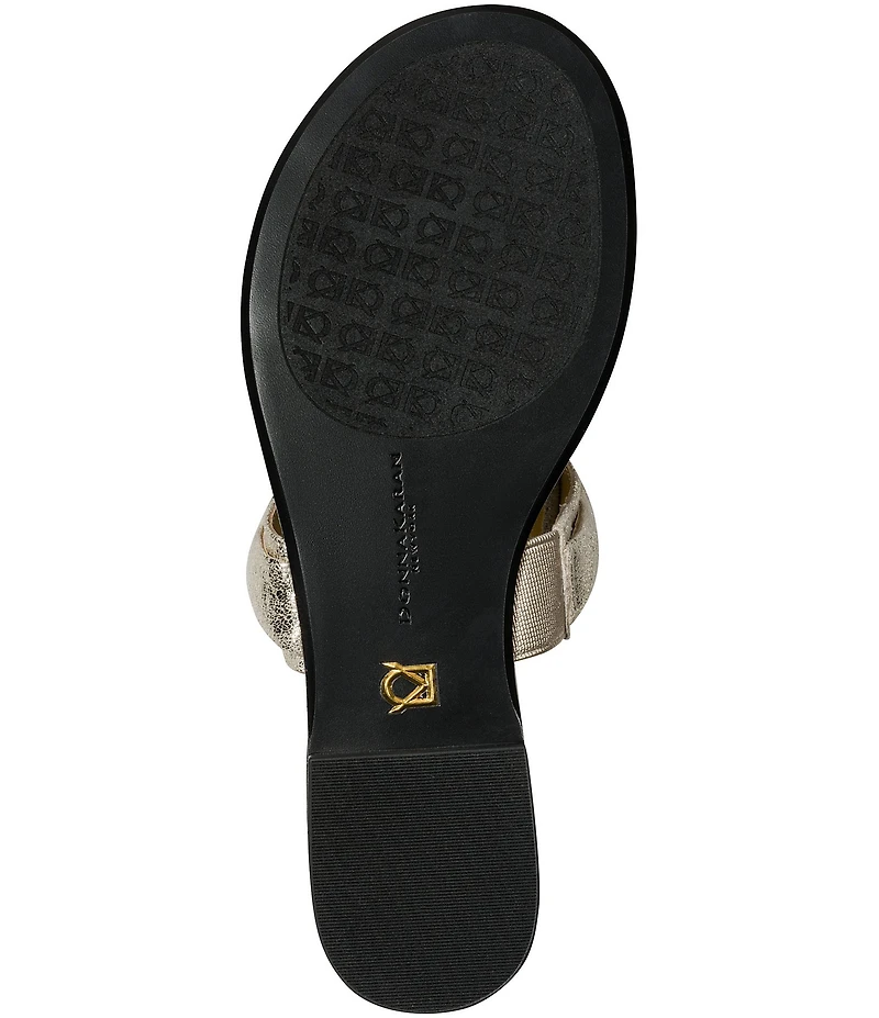 Donna Karan Velvet Metallic Thong Sandals
