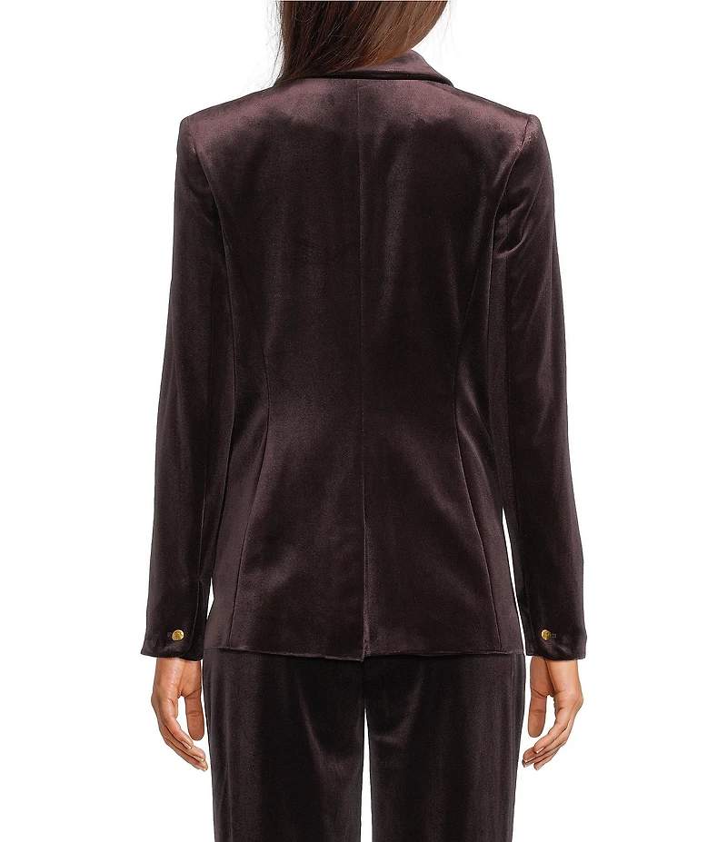 Donna Karan Velvet Notch Collar Long Sleeve One Button Jacket