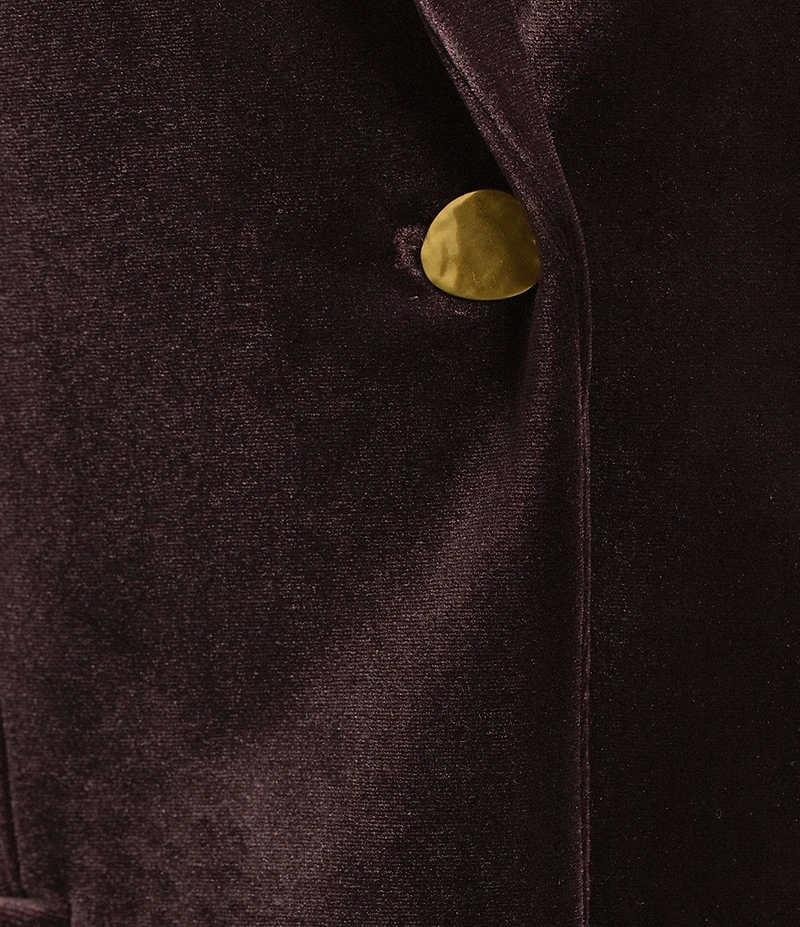 Donna Karan Velvet Notch Collar Long Sleeve One Button Jacket
