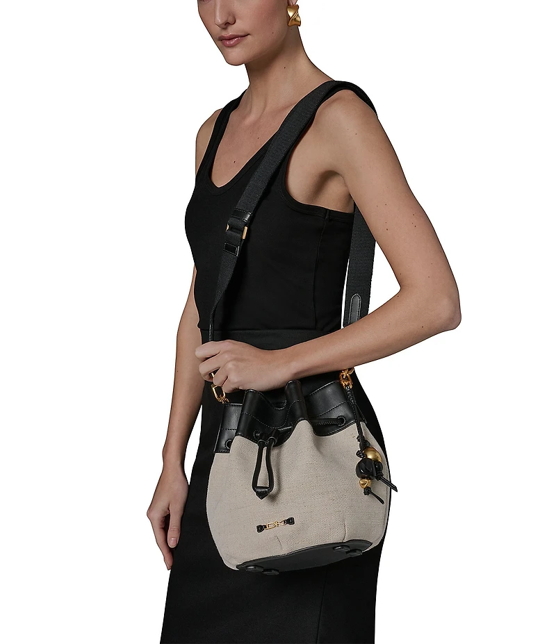Donna Karan Weekend Drawstring Canvas Bucket Bag