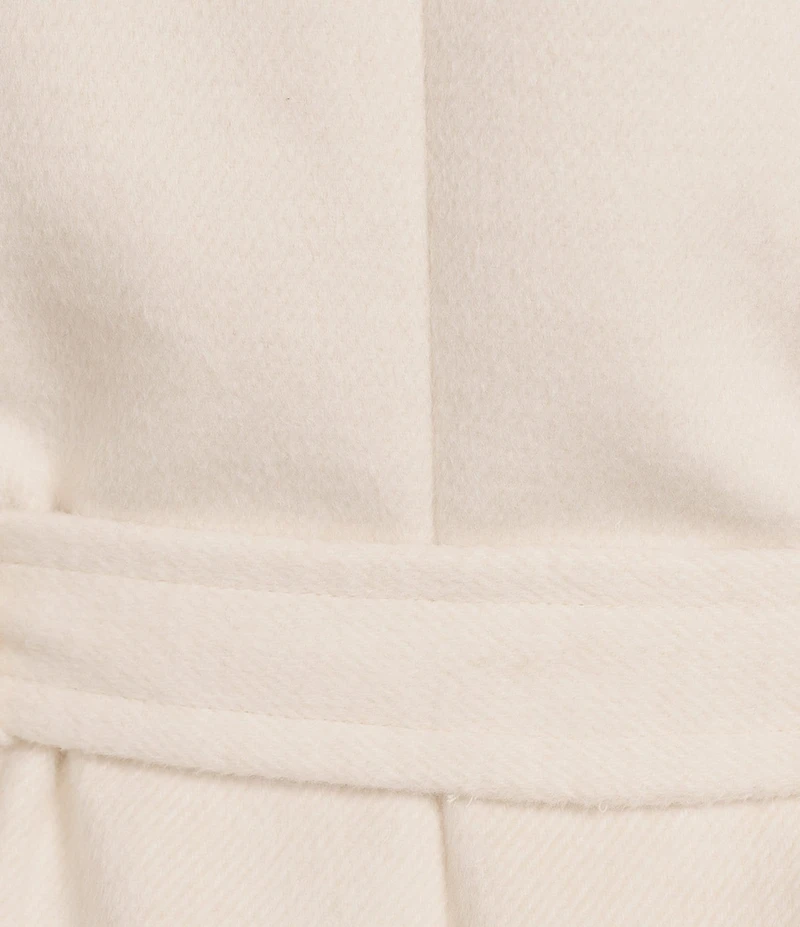 Donna Karan Wool Blend Asymmetrical Wing Collar Belted Wrap Coat