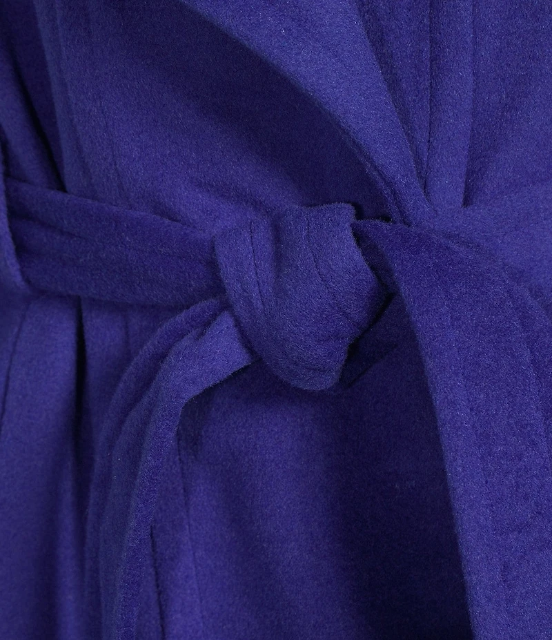 Donna Karan Wool Blend Asymmetrical Wing Collar Belted Wrap Coat